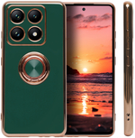 Стильный глянцевый чехол для XIAOMI 14T PRO с кольцом-подставкой и бархатной подкладкой