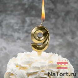 Свечи для торта, цифра 9 (золото, 5 см)