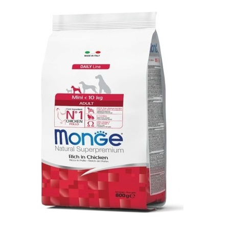 Monge Natural Superpremium Mini Adult Rich in Chicken, сухой корм для взрослых собак, 800 г