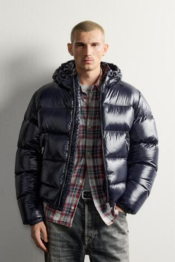 ZARA ПУХОВИК 80/20 WATER REPELLENT, ЯРКО-СИНИЙ