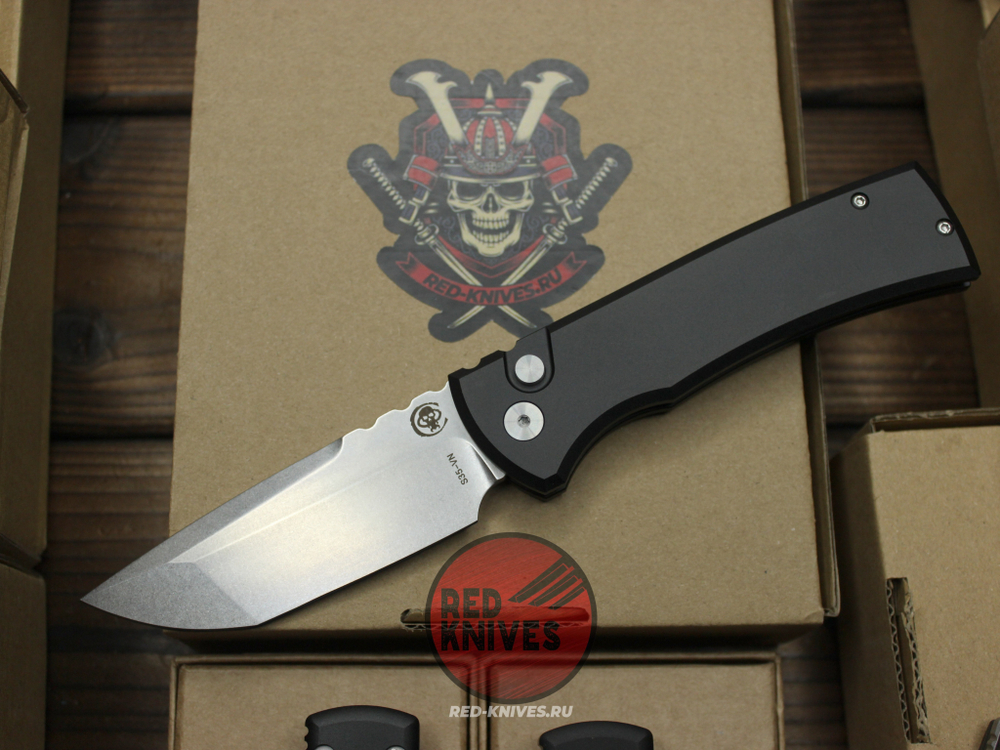 Нож Pro-Tech / Chaves Knives Redencion 229 Auto Tanto Black - гладкая алюм рукоять, шайбы