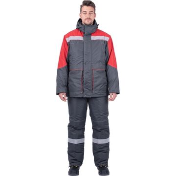 Костюм зимний "Енисей" полукомбинезон (серый/красный)
