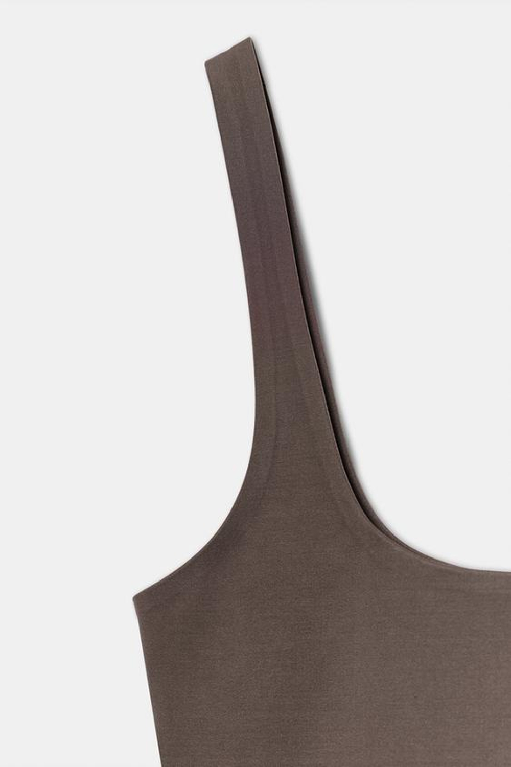 ZARA ТОП ИЗ ПОЛИАМИДА НА БРЕТЕЛЯХ, ШОКОЛАДНЫЙ
