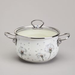 КАСТРЮЛЯ AGNESS ЭМАЛИРОВАННАЯ СО СТЕКЛЯННОЙ КРЫШКОЙ СЕРИЯ "DANDELION", 2,8 Л ДИА. 20СМ
