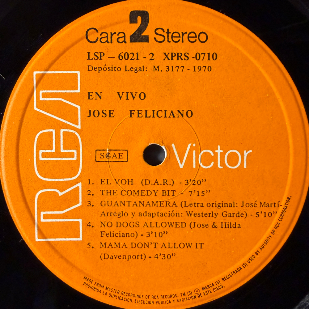 José Feliciano ‎– En Vivo - José Feliciano En Concierto En El London Palladium 2LP (Испания 1970г.)