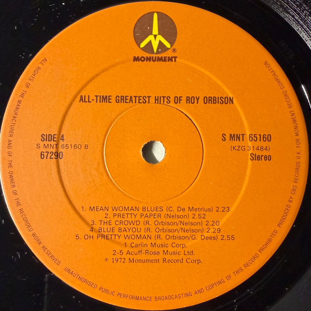 Roy Orbison ‎– The All-Time Greatest Hits Of Roy Orbison 2LP (Англия 1972г.)