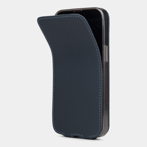 Чехол для iPhone 15 Pro Max из кожи теленка, синего цвета