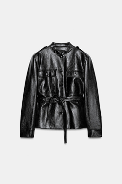 ZARA КУРТКА ИЗ ИСКУССТВЕННОЙ КОЖИ — ZW COLLECTION, ЧЕРНЫЙ