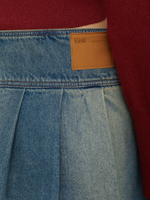 Юбка Low-waist Unblalnce Denim Pleats Mini
