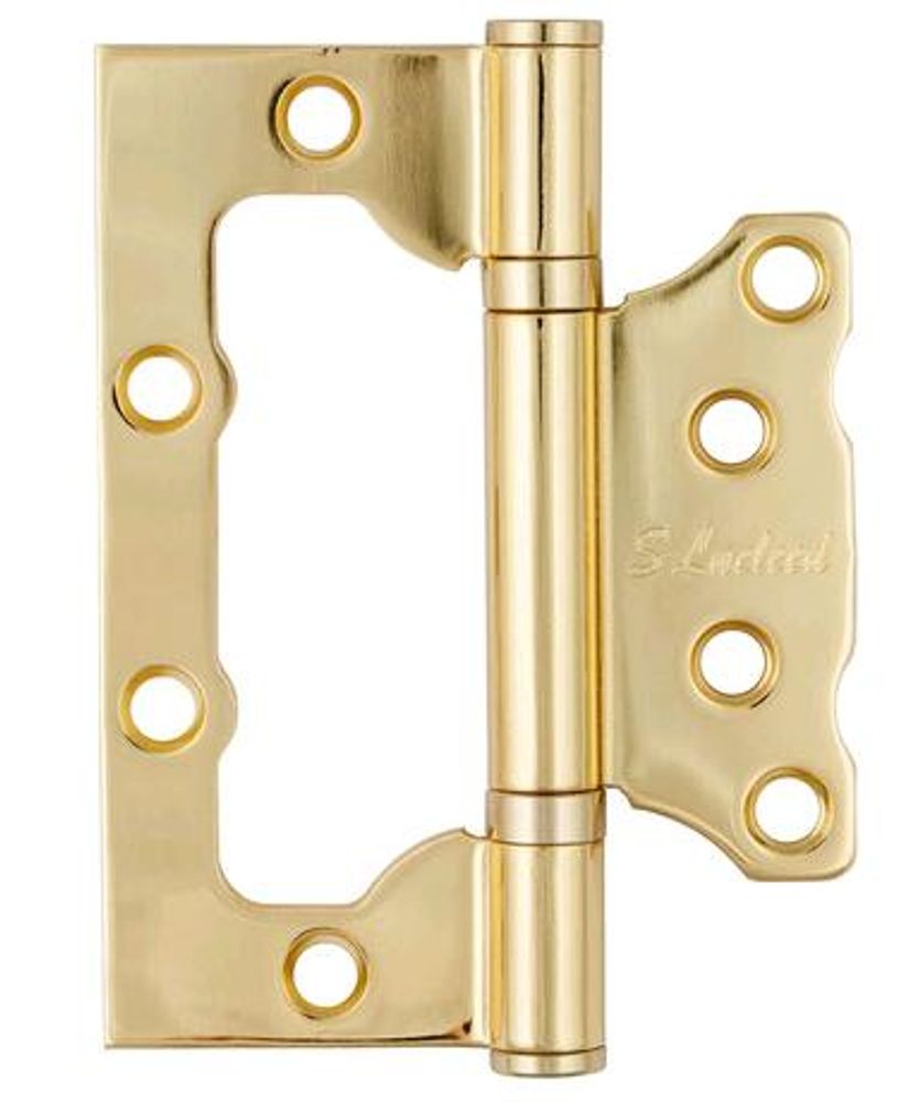 Петля  БЕЗ ВРЕЗКИ  S-Locked накл. B PB(G)  золото (цена за 2шт) 100*75* 2,5мм / 120320