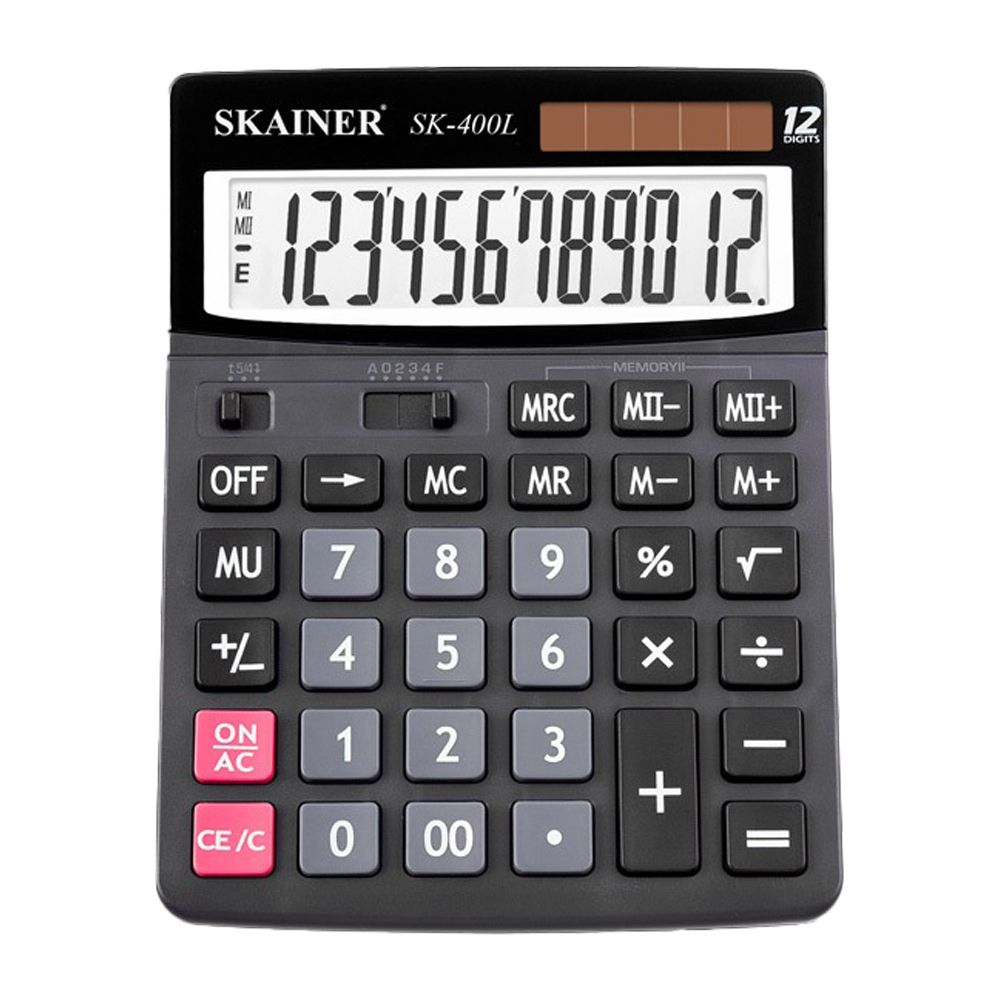 Калькулятор настольный SKAINER 12 Bit, LCD, 19.3*15*2.9 см, чёрный Калькулятор настольный SKAINER 12 Bit, LCD, 19.3*15*2.9 см, чёрный