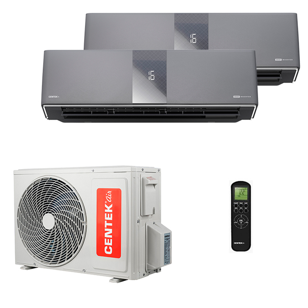 Мультисплит система на 2 комнаты Centek CT-66AMWM-H09/4R3B(HG) (IN) x 2 / CT-66AM2-H14/4DR3C
