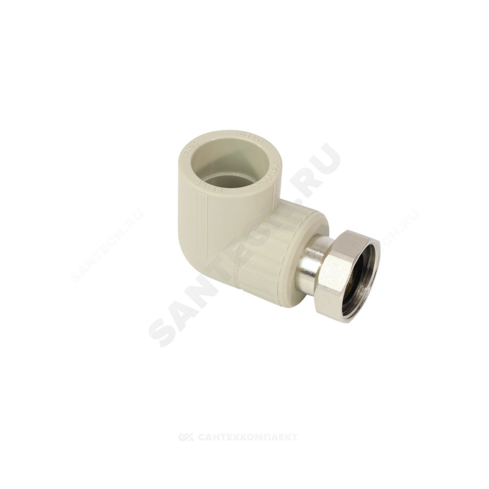 Угольник PP-R комбинированный серый Дн 32х1 1/4" с накидной гайкой VALFEX 10138132Г