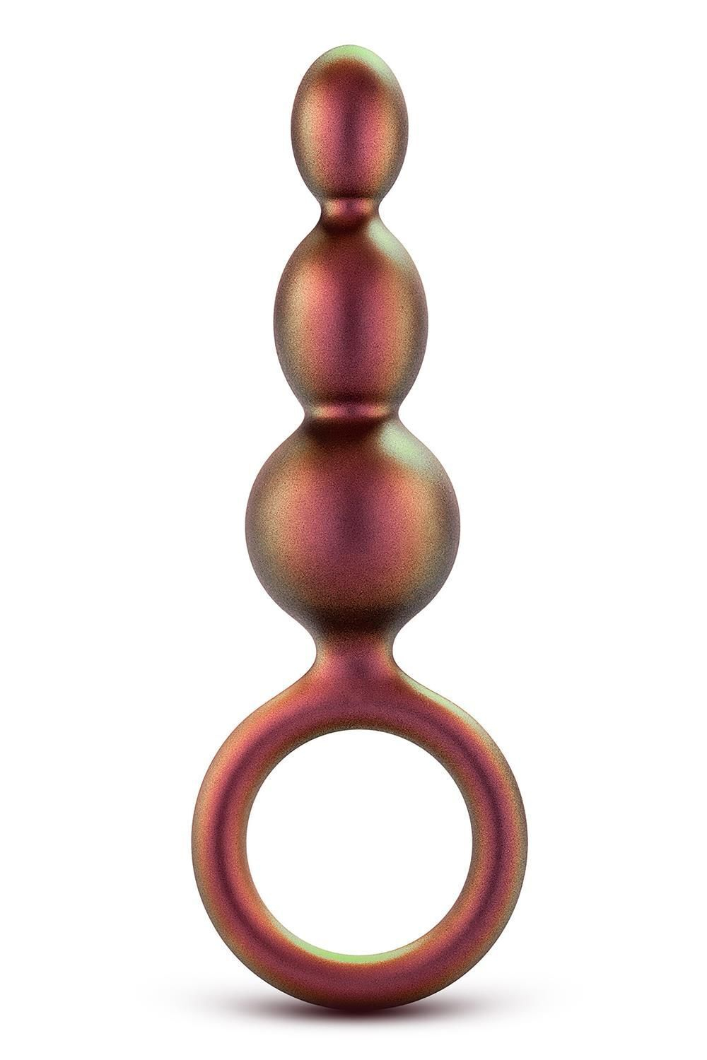 Массажер для анальной стимуляции цвета бронзы Matrix Beaded Loop Plug - 13,3 см. (Цвет: коричневый)