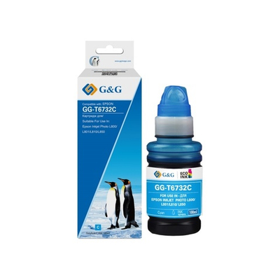 Чернила G&G, аналог Epson 673 (C13T67324A) для L1800/L800/L805/L810/L850 голубые
