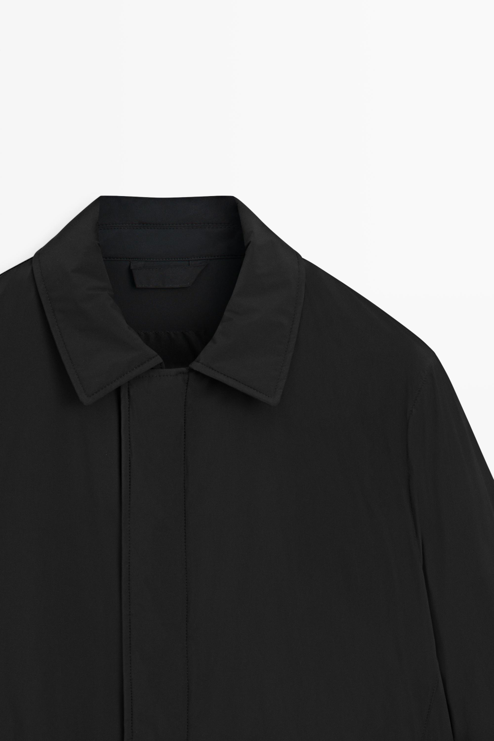 Massimo Dutti Тренч из высокотехнологичной ткани, черный