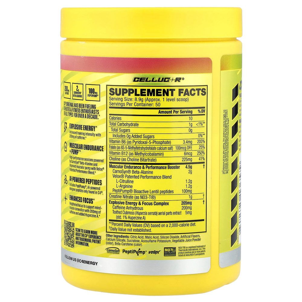 C4 / Cellucor, C4® Original, предтренировочный комплекс, со вкусом арбуза, 445 г (15,7 унции)