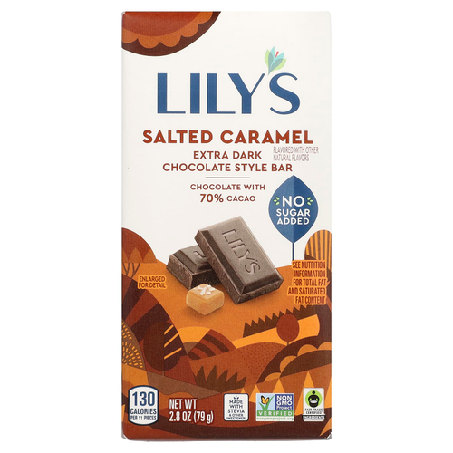 Lily's Sweets, Extra Dark Chocolate Style Bar, Salted Caramel, 70% Cacao, 2.8 oz (79 g)