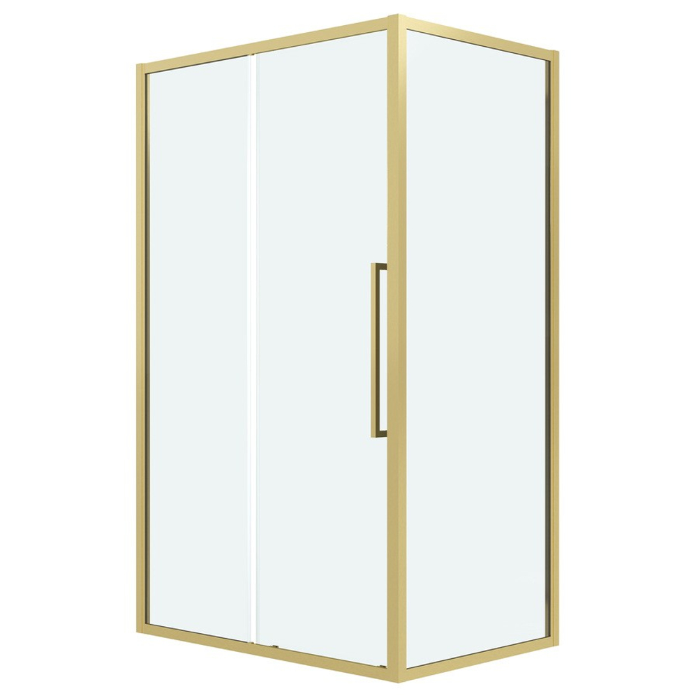 Душевое ограждение Grossman Cosmo 100.K33.02.100.32.00-200.K33.02.100.32.00 (100х100х195) раздвижная,золото сатин,стекло прозрачное,2 места