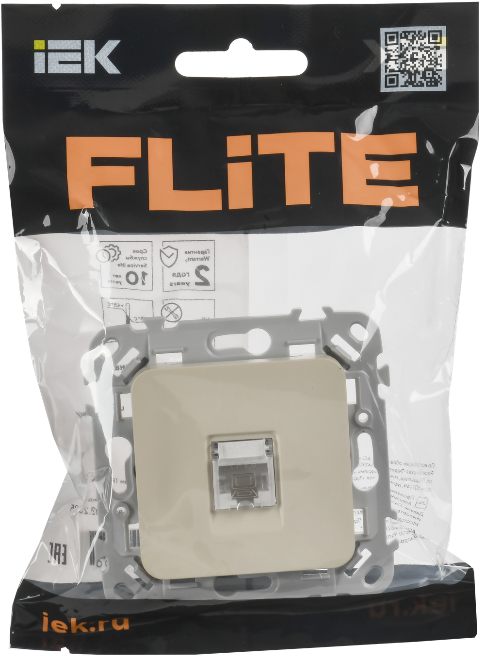 FLITE Розетка компьютерная RJ45 категория 6 UTP РК6-1-0-ФлСл сливочный IEK