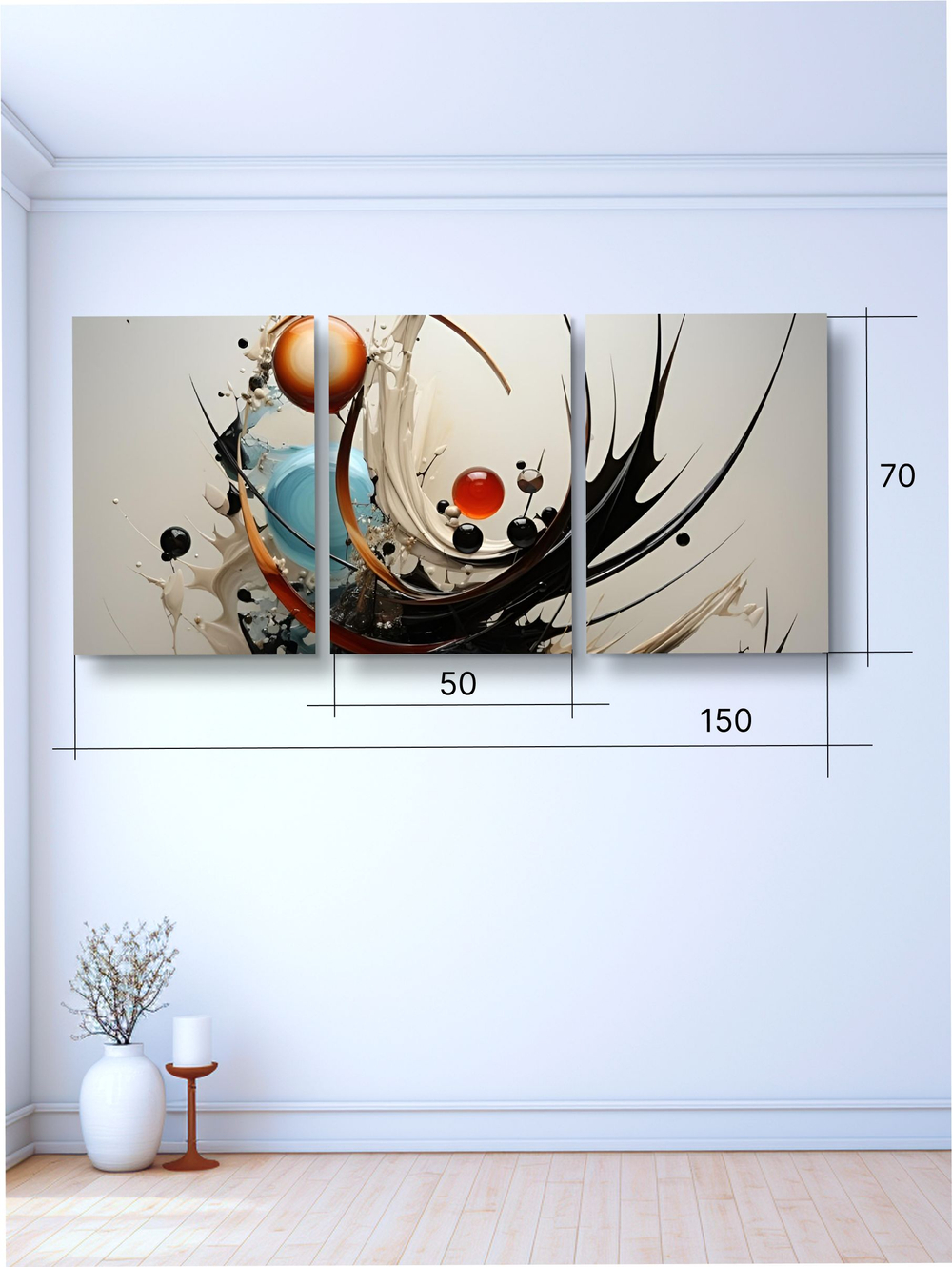 Картина Тьма и свет модульная 50x70см 3шт.