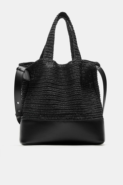 PULL&BEAR Плетеная сумка-шоппер, черный