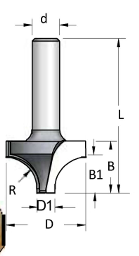 Фреза радиусная врезная R6,3 D19 B13 хвостовик 12_S RV06002 Фреза радиусная врезная R6,3 D19 B13 хвостовик 12_S RV06002