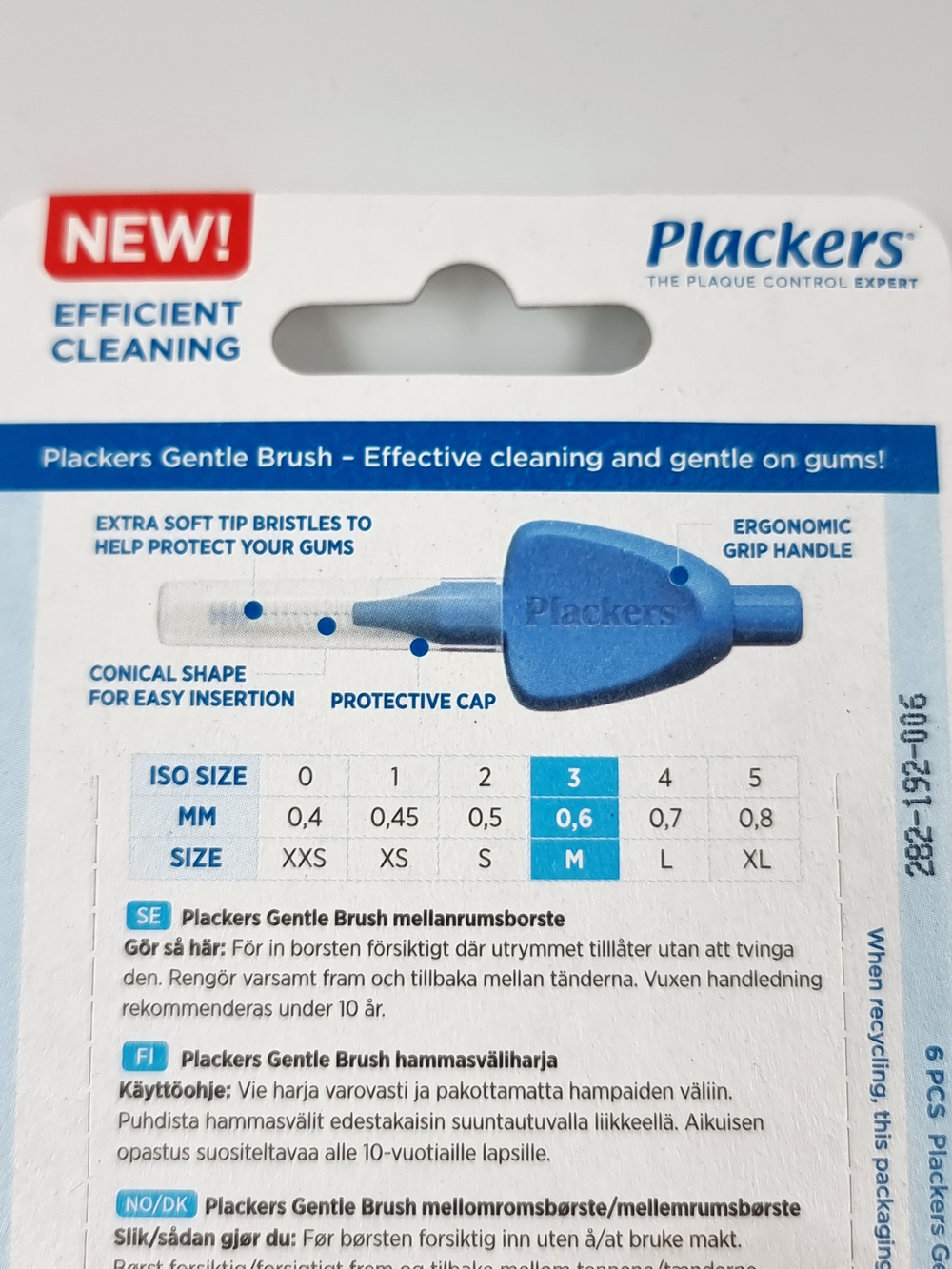Межзубные ёршики Plackers Gentle Brush Size 3 (М), 0.6 мм, в упаковке 6 шт. (Бельгия)