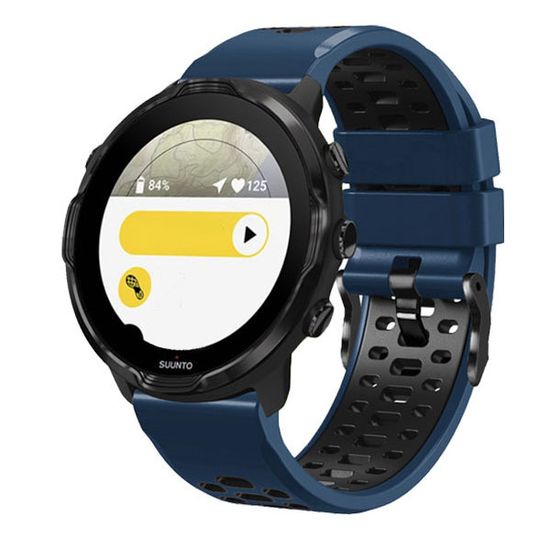 Ремешок двухцветный дышащий 24 мм для Suunto 9 Baro, Suunto 7, Suunto Spartan Sport силиконовый (Темно-синий/черный)