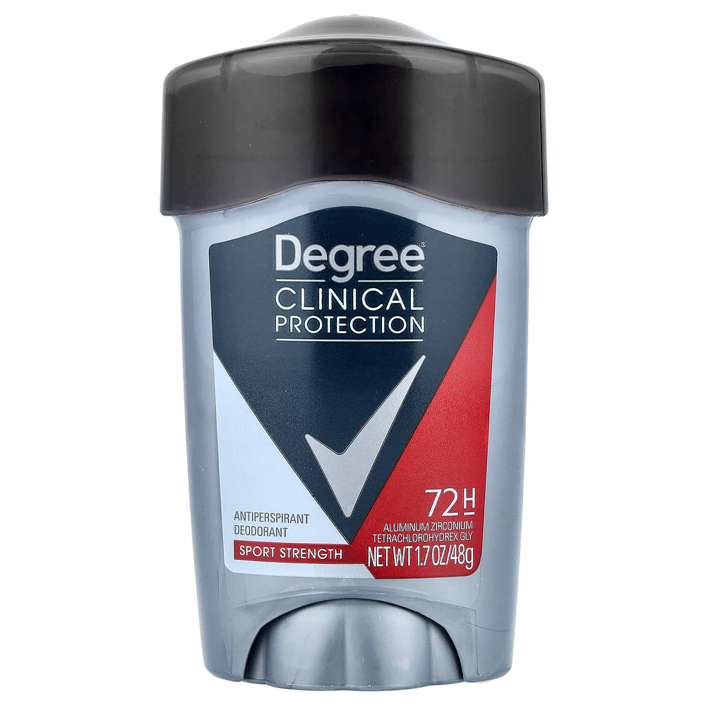 Degree, Clinical Protection, дезодорант-антиперспирант, мягкий твёрдый, Sport Strength, 48 г (1,7 унции)