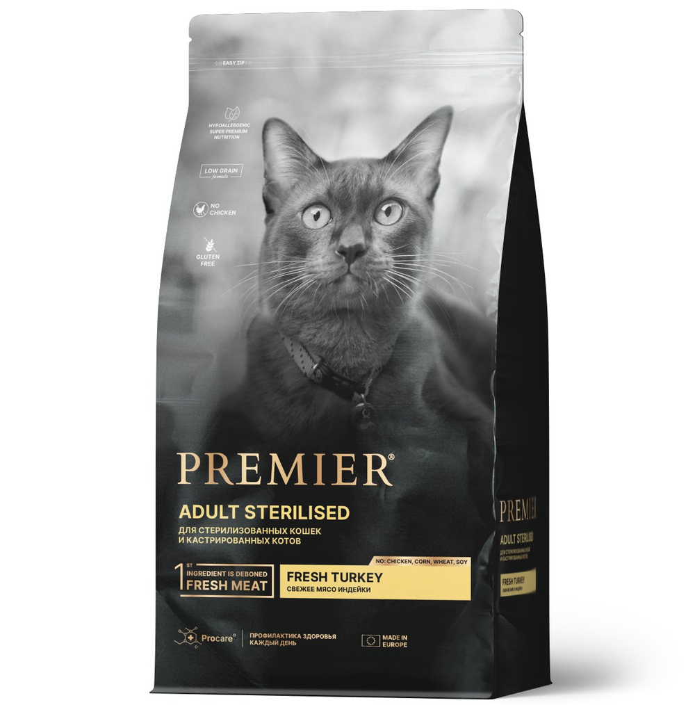 Premier Cat Sterilised Индейка для кошек 400 г