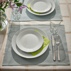 IKEA NISSÖGA  (ИКЕА НИССÖГА)  -  Коврик, белый/светло-голубой, 45x35 см