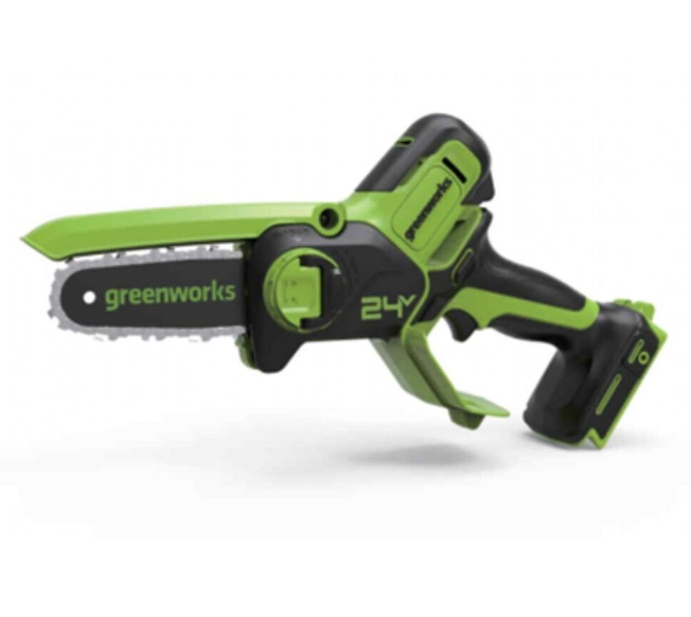 Цепная мини пила аккумуляторная Greenworks GD24CSMNX Арт. 2008707UA, 24V, 15см, бесщеточная, в комплекте АКБ 2 А·ч и ЗУ в сумке