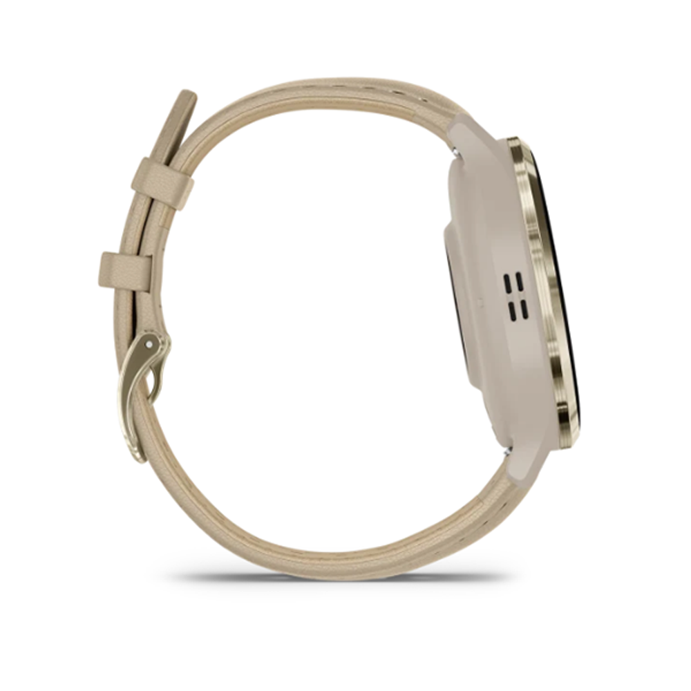 Умные часы Garmin Venu 3S 41 мм Безель из нержавеющей стали из мягкого золота, корпус французского серого цвета и кожаный ремешок