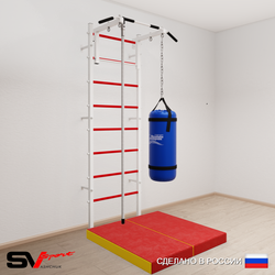 Шведская стенка Sv Sport 5097 (Турник стандарт/Канат/Цепь/Мешок 30кг/Мат 1м)