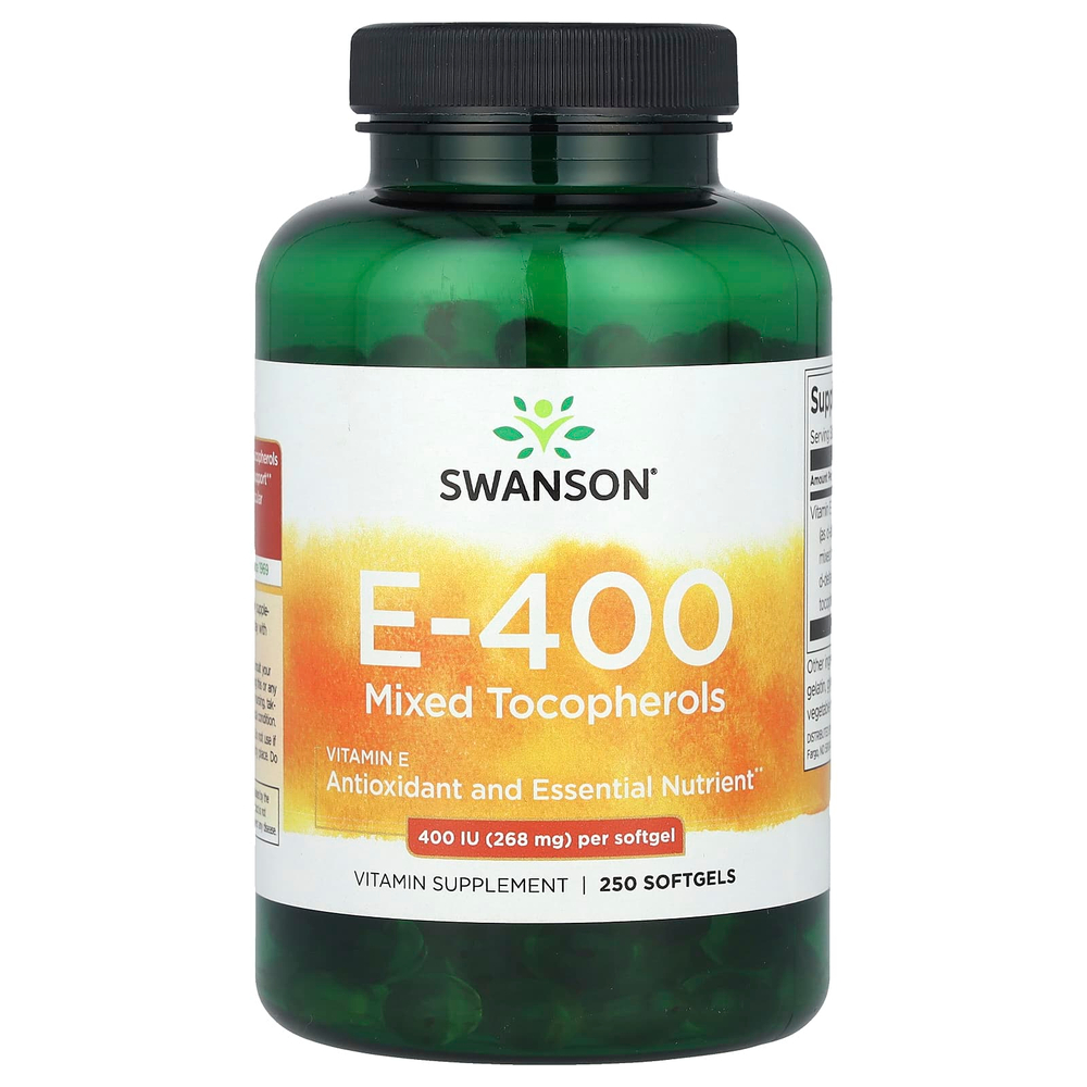 Swanson Vitamins, Смесь токоферолов с витамином E, 400 МЕ, 250 мягких таблеток