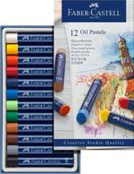 Пастель масляная художественная FABER-CASTELL "Oil Pastels", 12 цветов, круглое сечение, 127012