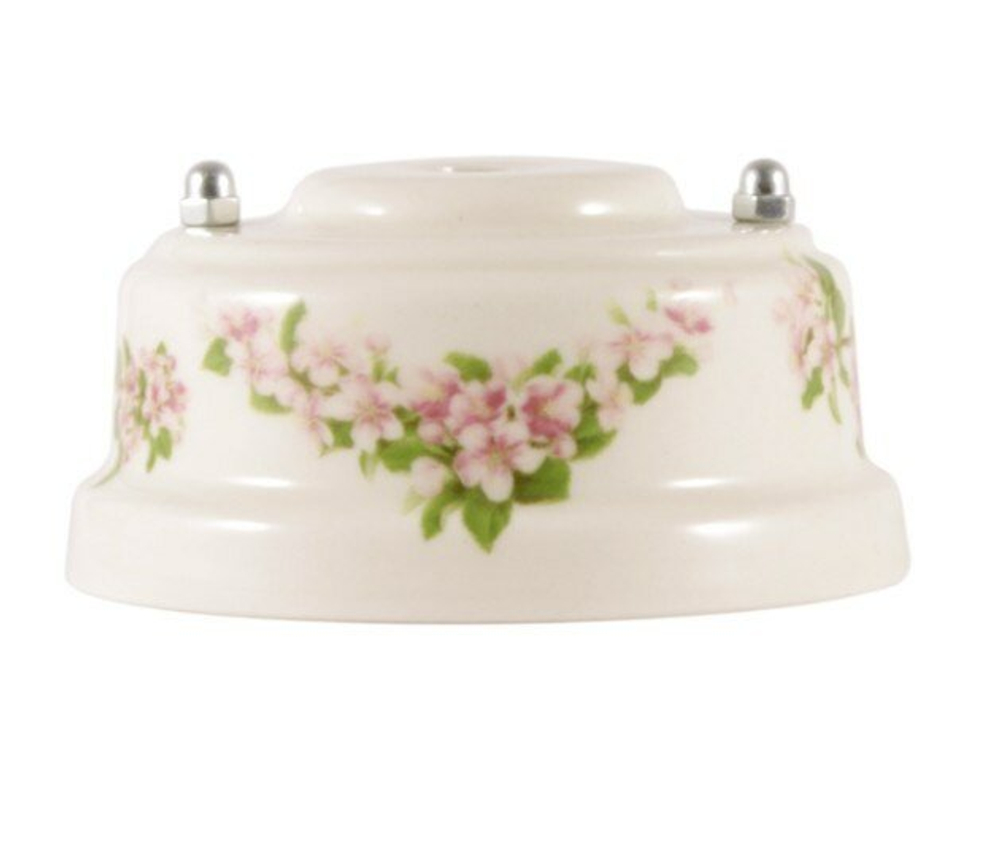 Розетка ТВ ретро керамическая розовые цветы, Leanza Fiori Rosa РТОРЗ / Оконечная