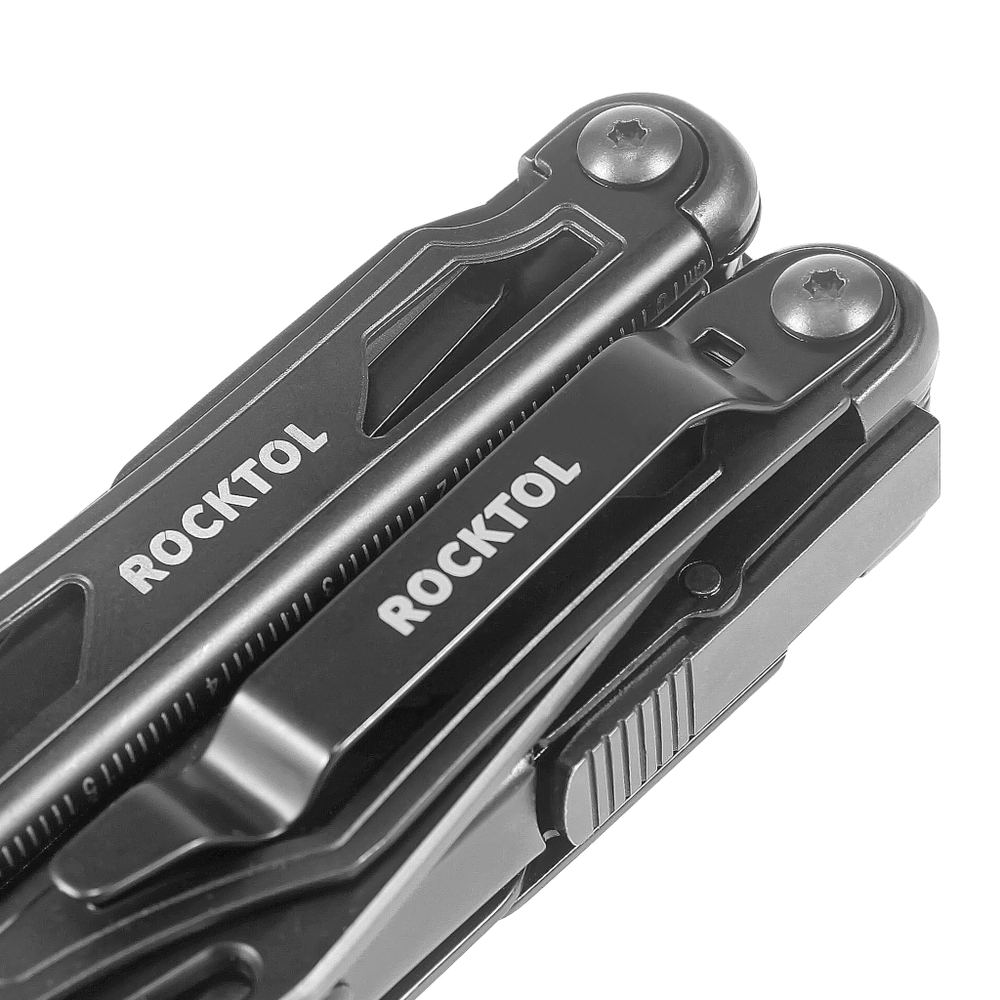 Нож-мультитул Rocktol 12 в 1, кожаный чехол, черный