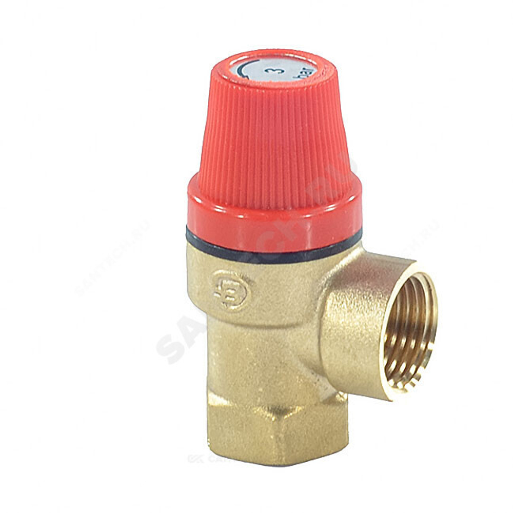 Клапан предохранительный угловой латунь Ду 15х15 ВР G1/2"хG1/2" Рср=3бар Benarmo