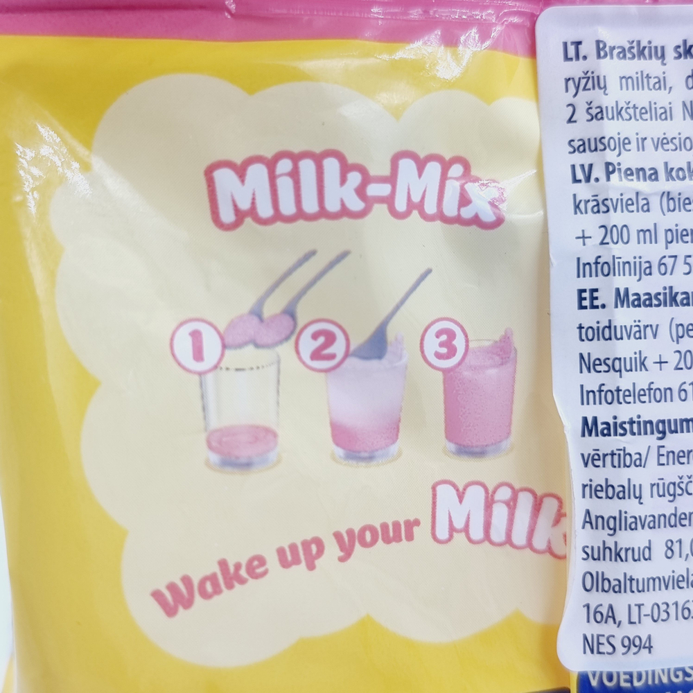 Nesquik Milk-mix cмесь сухая для приготовления коктейля со вкусом клубники 350 г (из Финляндии)