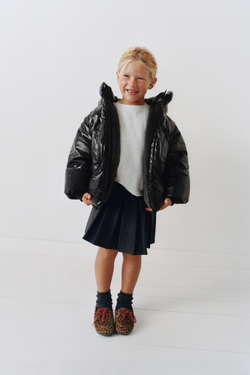 ZARA ПУХОВИК 50% ПУХА И 50% ПЕРА WATER REPELLENT WIND RESISTANT THERMAL INSULATION, ЧЕРНЫЙ