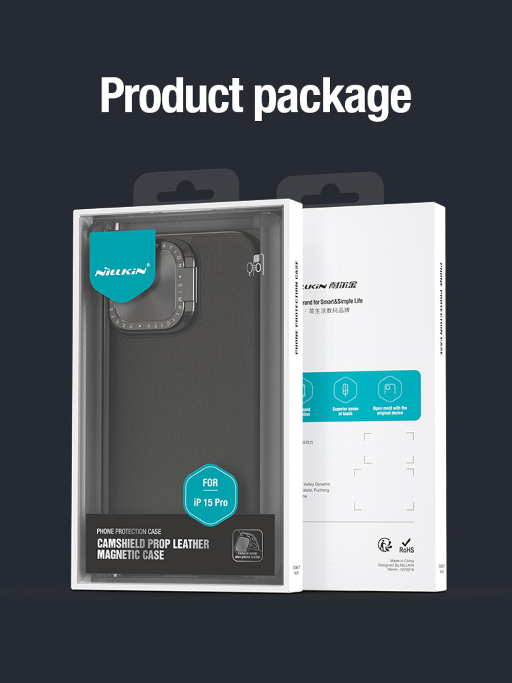Чехол с вставками из кожи от Nillkin для iPhone 15 Pro, серия CamShield Prop Leather Magnetic Case