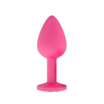 Маленькая розовая пробка с зеленым кристаллом ONJOY Silicone Collection (Цвет: розовый с зеленым)