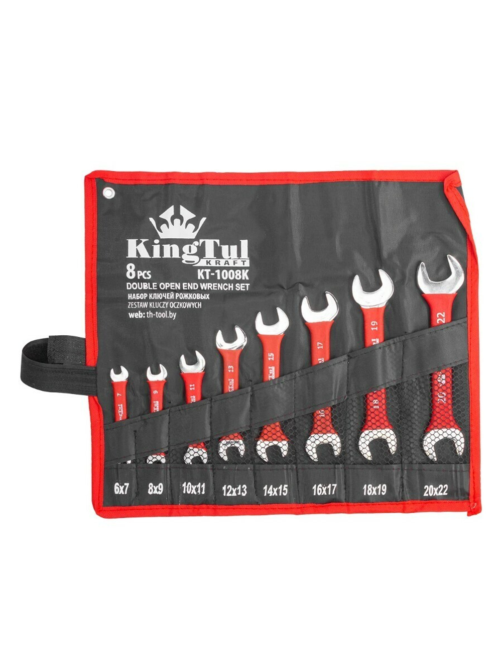 Набор ключей рожковых 8пр. (6х7-20х22мм) на полотне KingTul kraft KT-1008k(3208K)