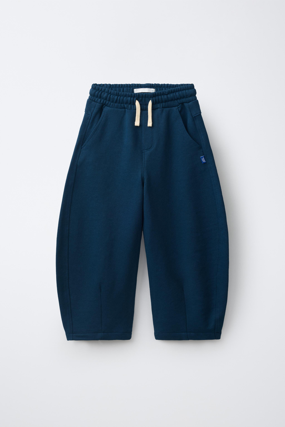 ZARA БРЮКИ BARREL ИЗ ФУТЕРА, ГОЛУБОЙ