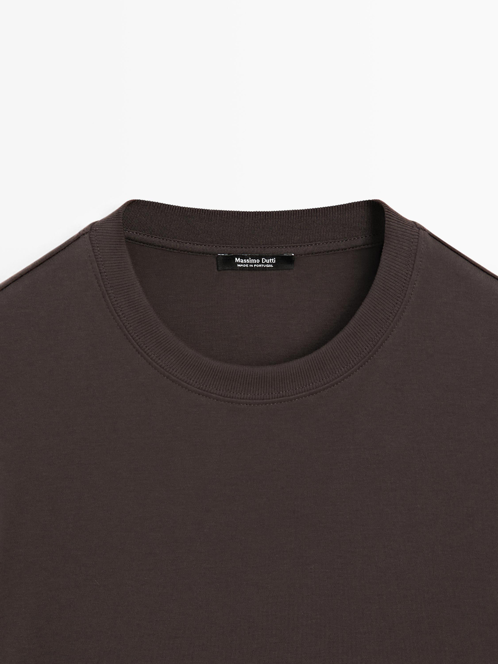 Massimo Dutti Футболка интерлок, короткие рукава, коричневый