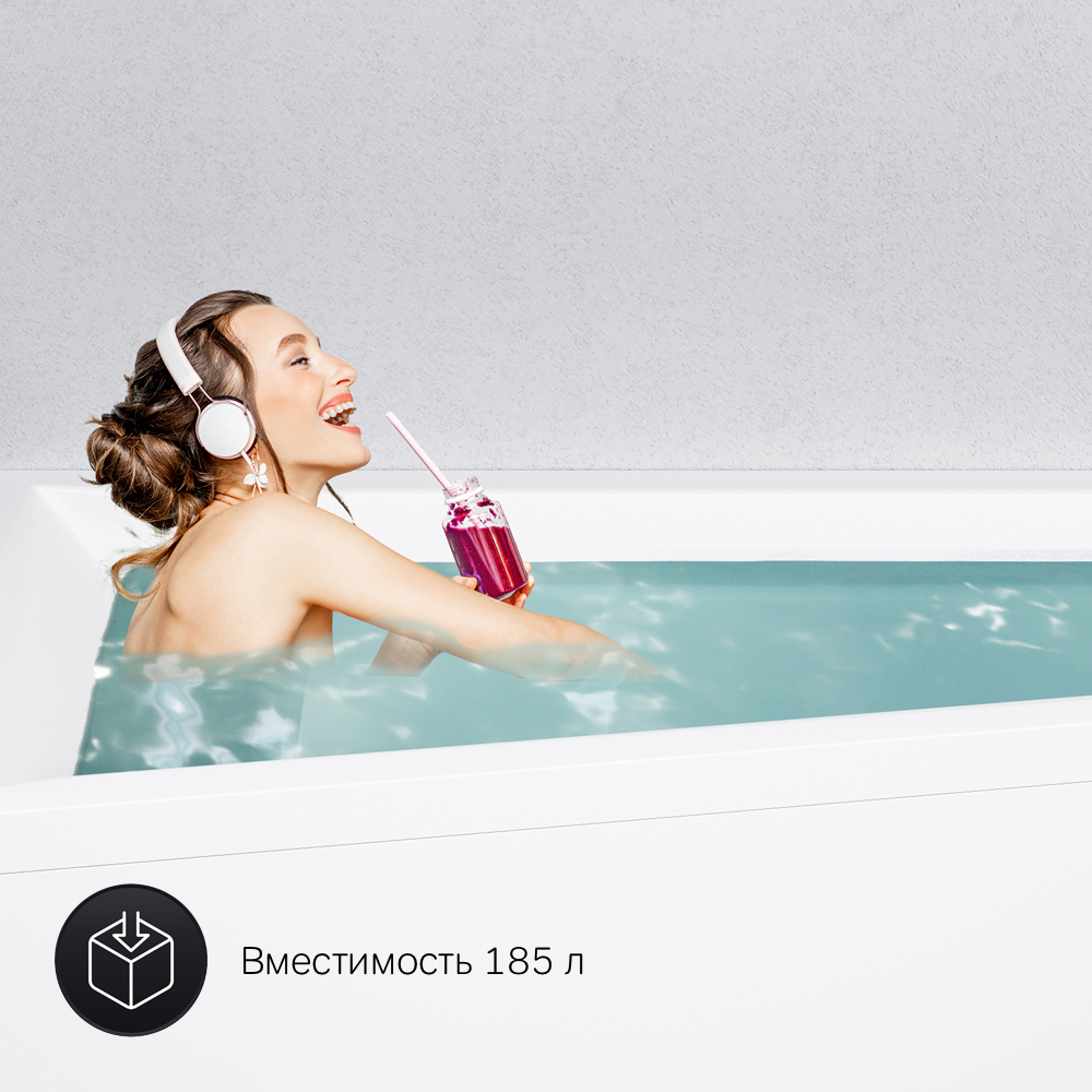 W72A-160L100W-A2 Ванна акриловая spirit  ассиметричная 160x100, без слива/перелива, левосторонняя