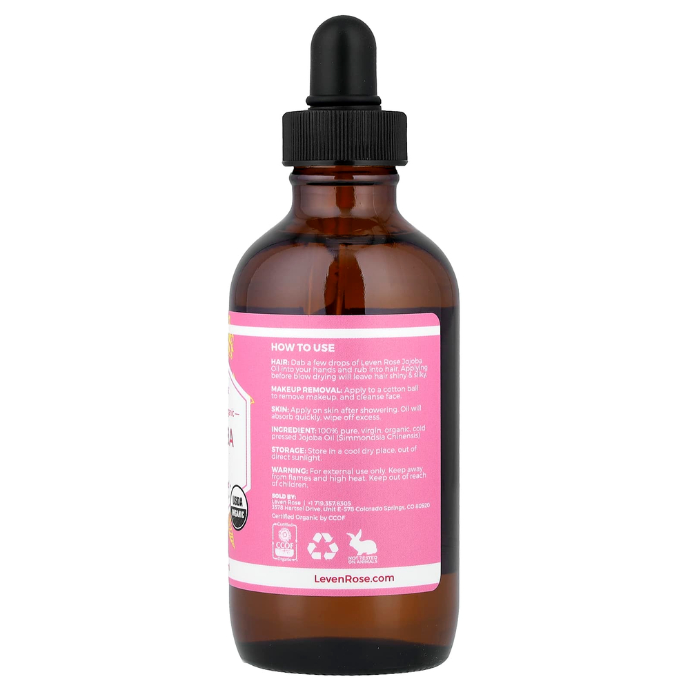Leven Rose, 100% чистое органическое масло жожоба, 118 мл (4 жидк. унц.)