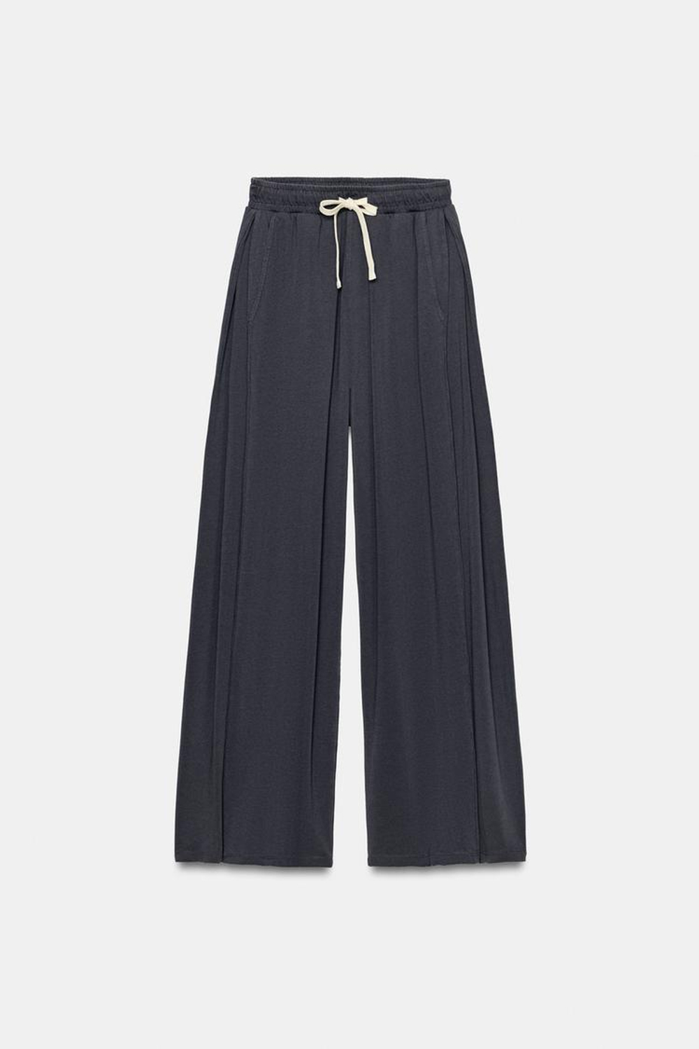 ZARA БРЮКИ ИЗ ХЛОПКА СО СКЛАДКАМИ, СИНИЙ